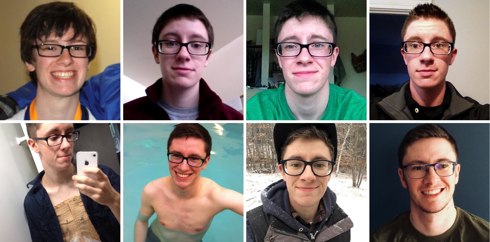 Photo series of Transcapsule founder, Tobey Tozier, throughout his transition journey.